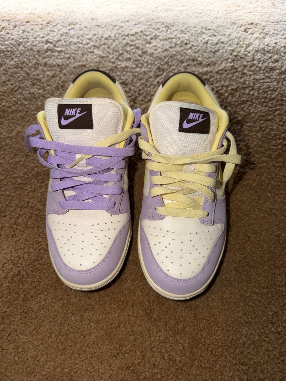 Nike Women's Low-Top Sneakers in Lavender and Yellow